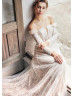 Square Neck Ivory Lace Tulle Floral Wedding Dress Square Neck Ivory Lace Tulle Floral Wedding Dress